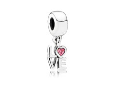  Pink love hanging charm with salmon cubic zirconia