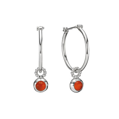 pandora earrings carnelian hoop silver