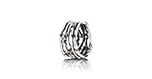 Ring, sterlingsølv, m/ 14 kt guld, varmebehandlet sort diamant  0,06 ct