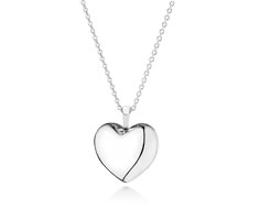Heart silver necklace pendant with cubic zirconia and 90cm adjustable chain