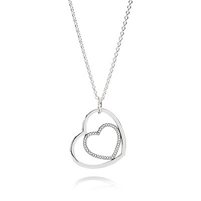 pandora necklace necklaces cashs jewelry heart ireland pave feather sterling angel silver pendant cz