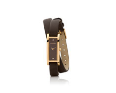 Watch -Double Oblong, IP Rosegold/ Brown leather, Brown dial